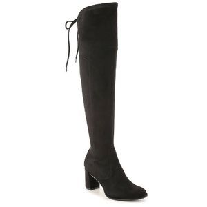Black suede over the knee boots